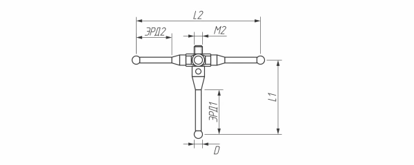 M2-S18-RB2-T12 Щуп звездообразный М2, с 5 осями, наконечник из синтетического рубина Ø 2 мм, стержень из нержавеющей стали, размах 18 мм