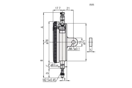 Измерительная головка часового типа 0,01-80 мм MITUTOYO 3060SB-19