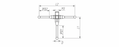 M3-С50-RB2-T11 Щуп звездообразный М3, с 5 осями, наконечник из синтетического рубина Ø 2 мм, стержень из нержавеющей стали, размах 50 мм