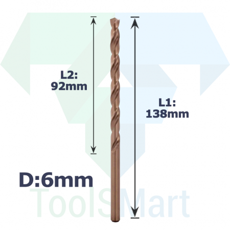 Сверло спиральное DIN340 RN 135 HSS Co5 Amb 6mm