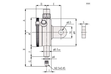 Аналоговая измерительная головка MITUTOYO DG0,01-5 мм 1044S
