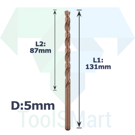 Сверло спиральное DIN340 RN 135 HSS Co5 Amb 5mm